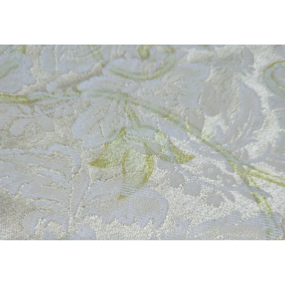 Vintage Floral Ivory & Gold w/ Green Undertones Round Table Cloth 66